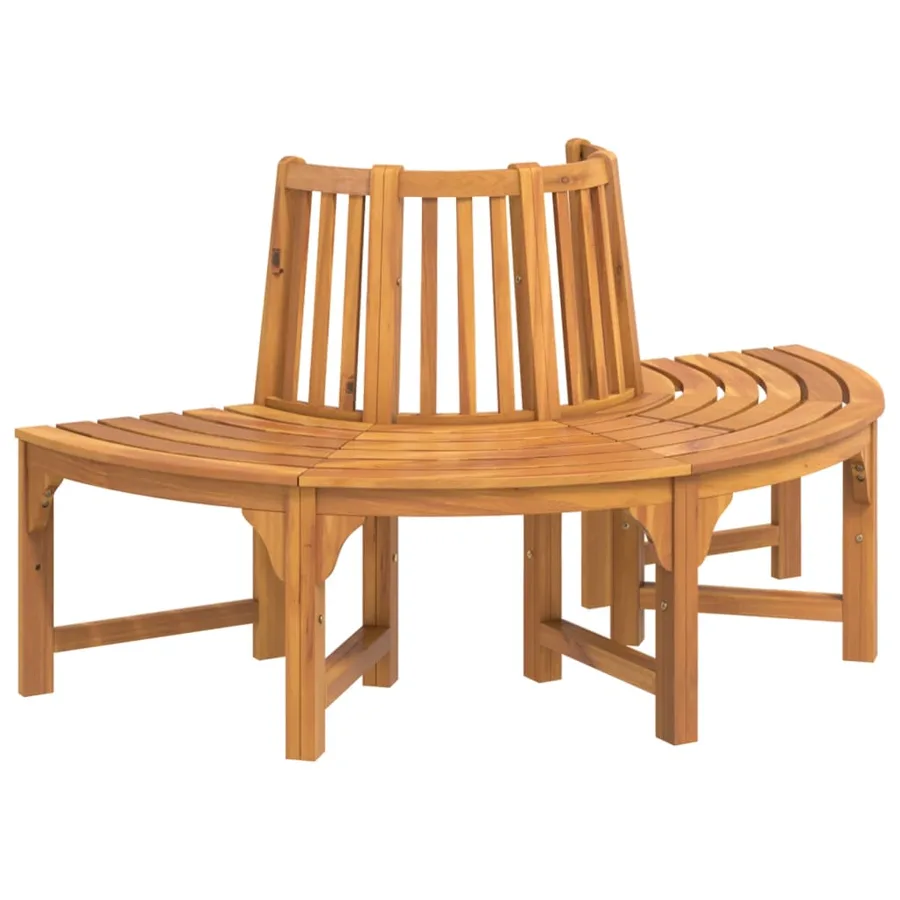 Banc demi-circulaire tour d'arbre Ø160cm bois massif eucalyptus - 2
