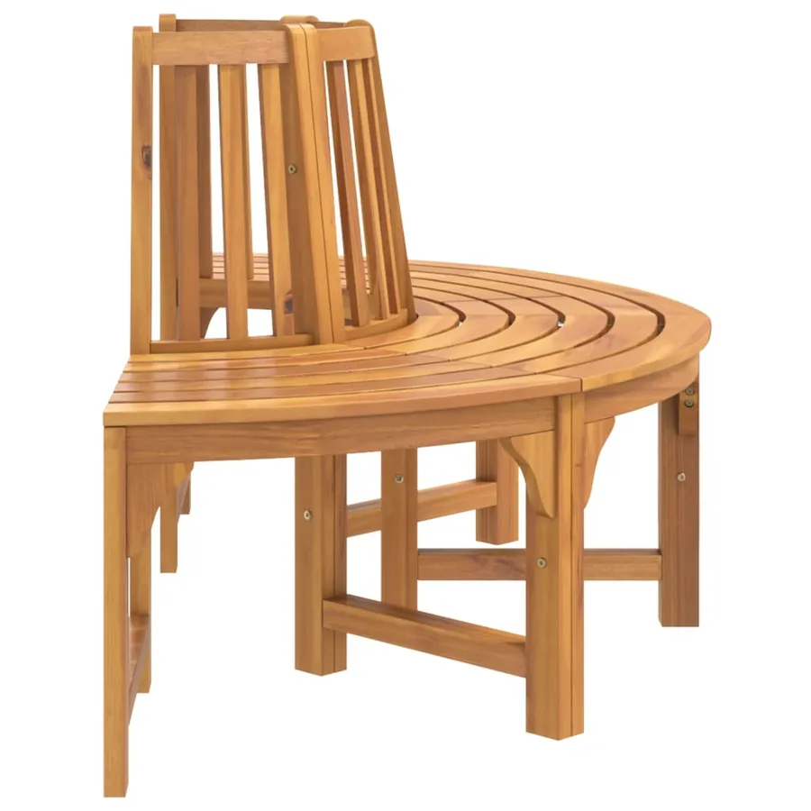 Banc demi-circulaire tour d'arbre Ø160cm bois massif eucalyptus - 5