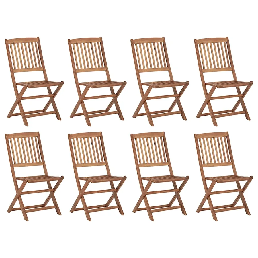 Chaises pliables d'extérieur et coussins lot de 8 Bois d'acacia - 2