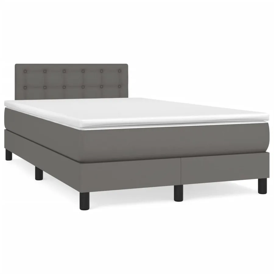 Sommier à lattes de lit avec matelas Gris 120x200 cm Similicuir - 2