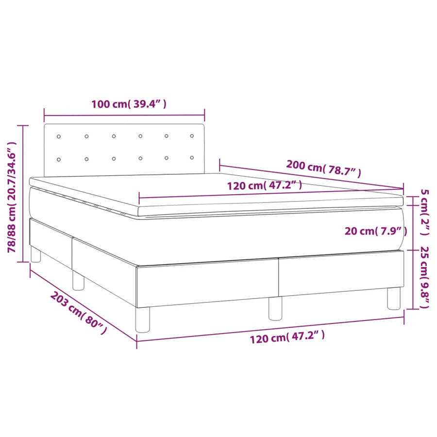 Sommier à lattes de lit avec matelas Gris 120x200 cm Similicuir - 7