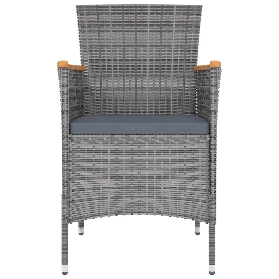 Chaises à manger de jardin lot de 4 Résine tressée Gris - 3