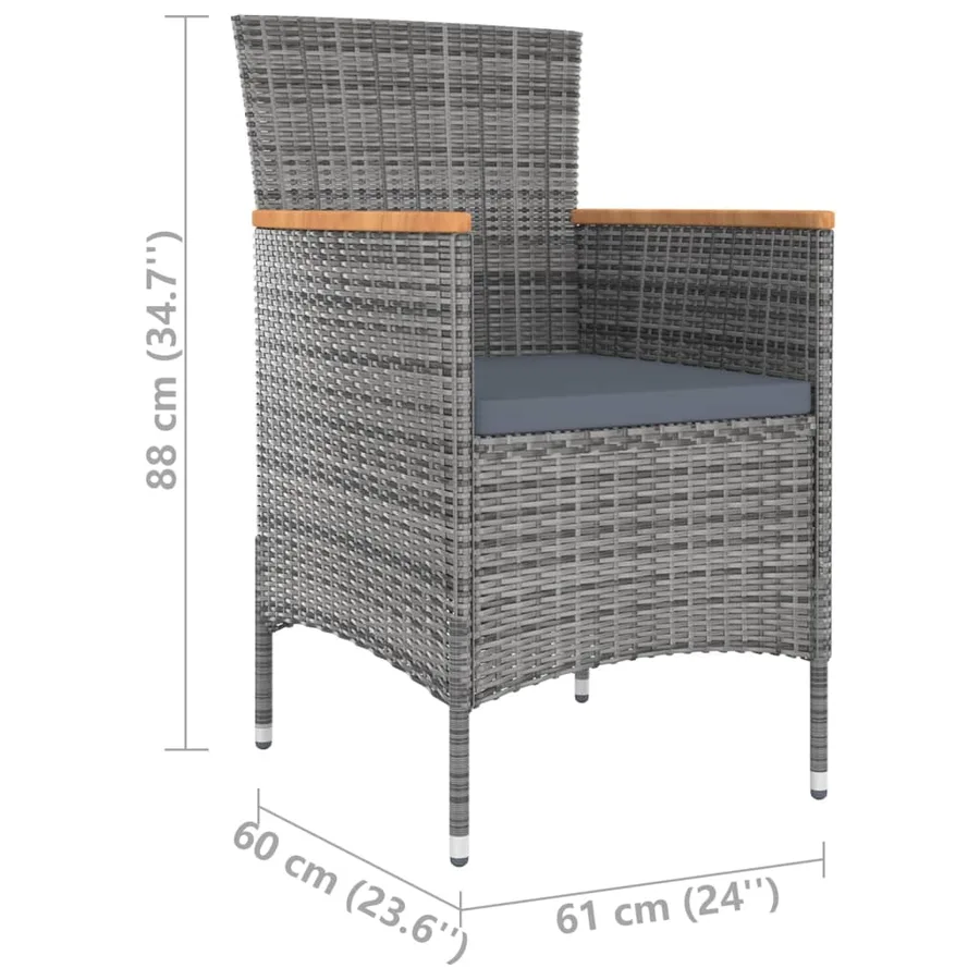 Chaises à manger de jardin lot de 4 Résine tressée Gris - 7