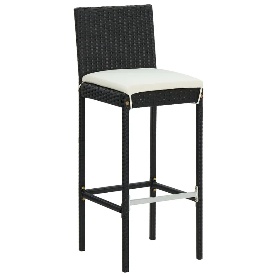 Tabourets de bar de jardin et coussins lot de 2 résine tressée - 2