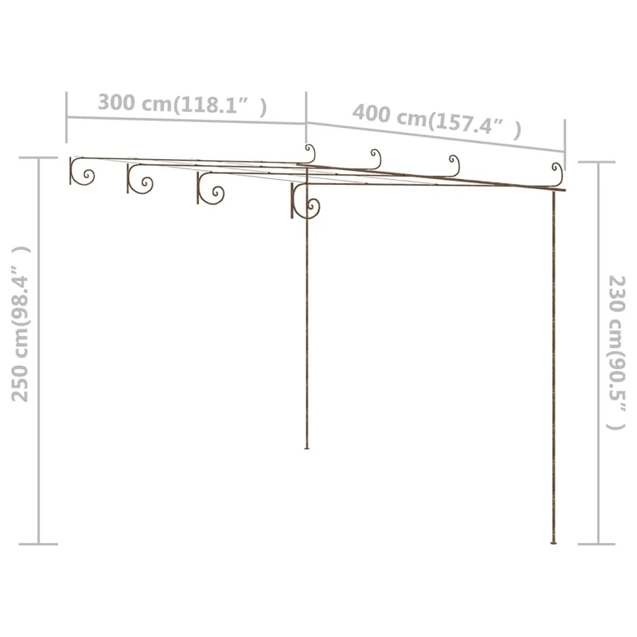 Pergola de jardin Marron antique 4x3x2,5 m Fer - 7