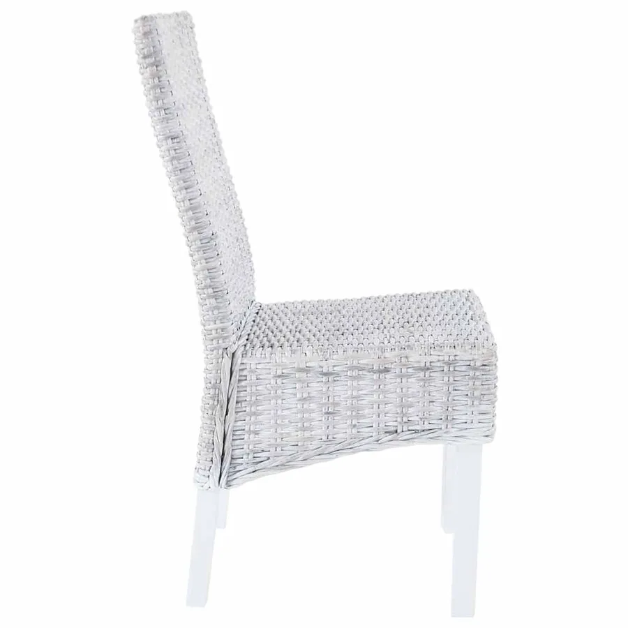 Chaise à manger lot de 4 blanc rotin Kubu et bois de manguier - 4