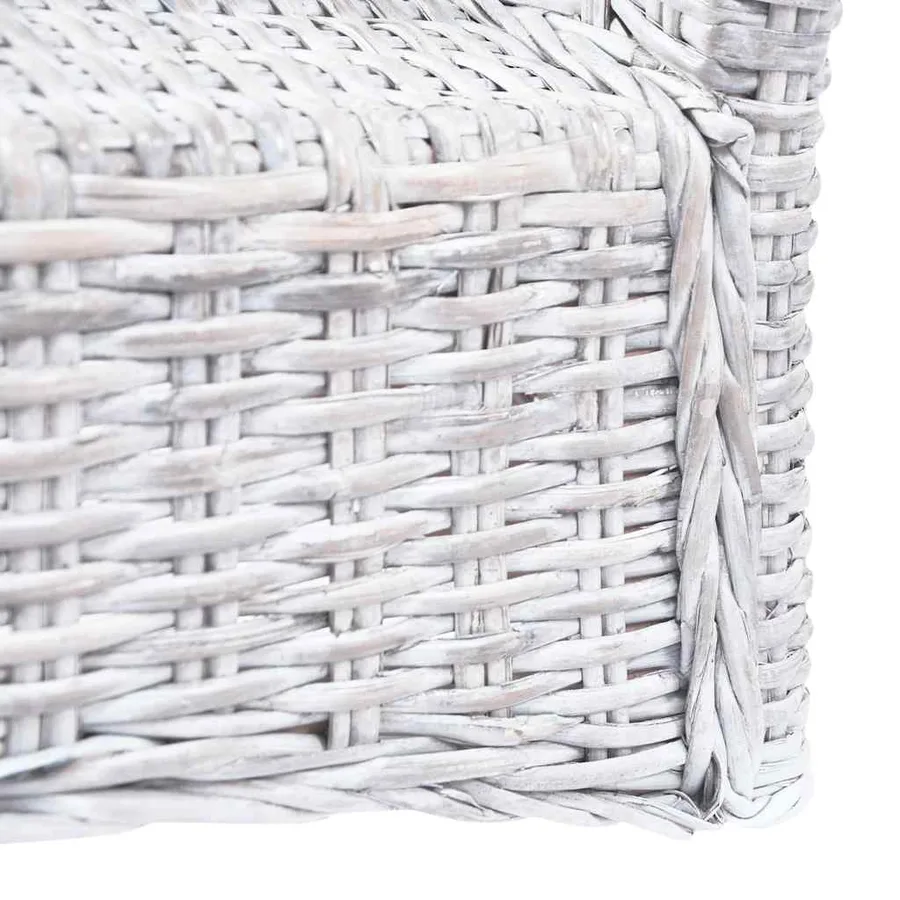 Chaise à manger lot de 4 blanc rotin Kubu et bois de manguier - 7
