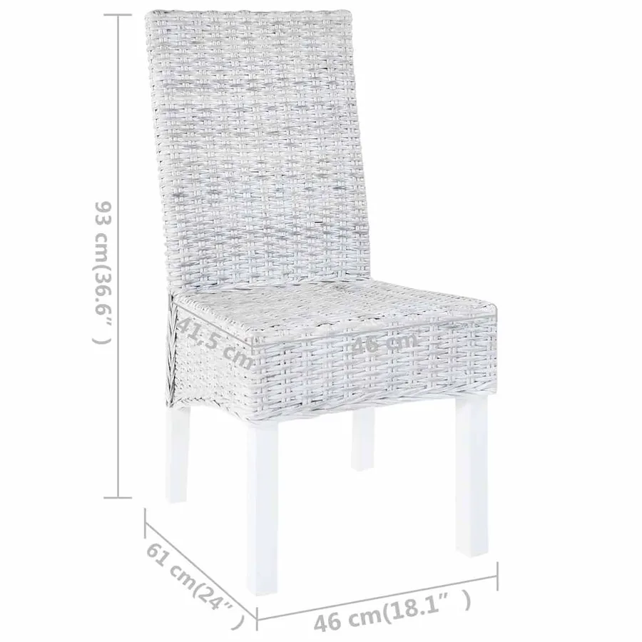 Chaise à manger lot de 4 blanc rotin Kubu et bois de manguier - 8