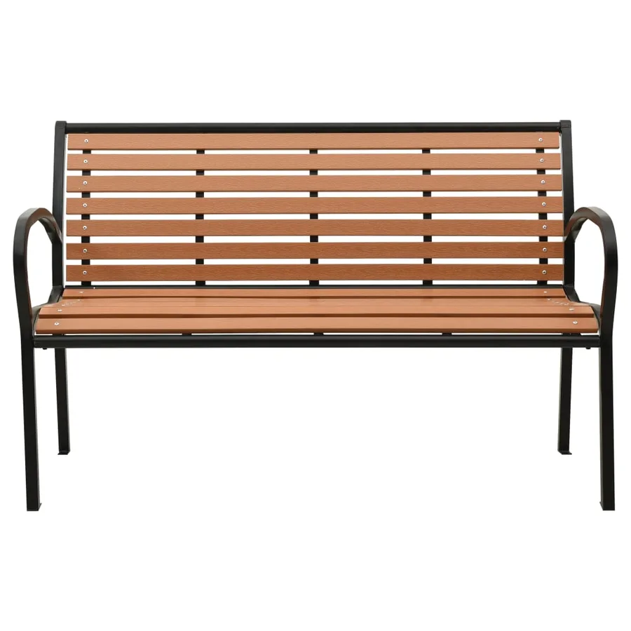 Banc de jardin Noir et marron 116 cm Acier et WPC - 2