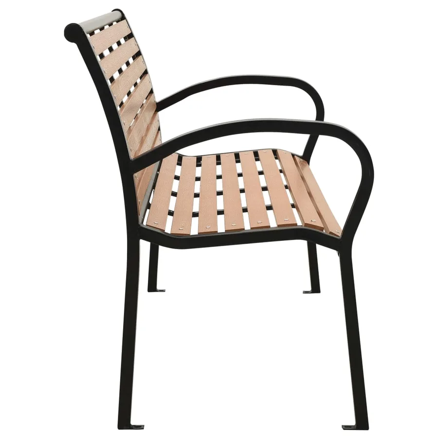 Banc de jardin Noir et marron 116 cm Acier et WPC - 3
