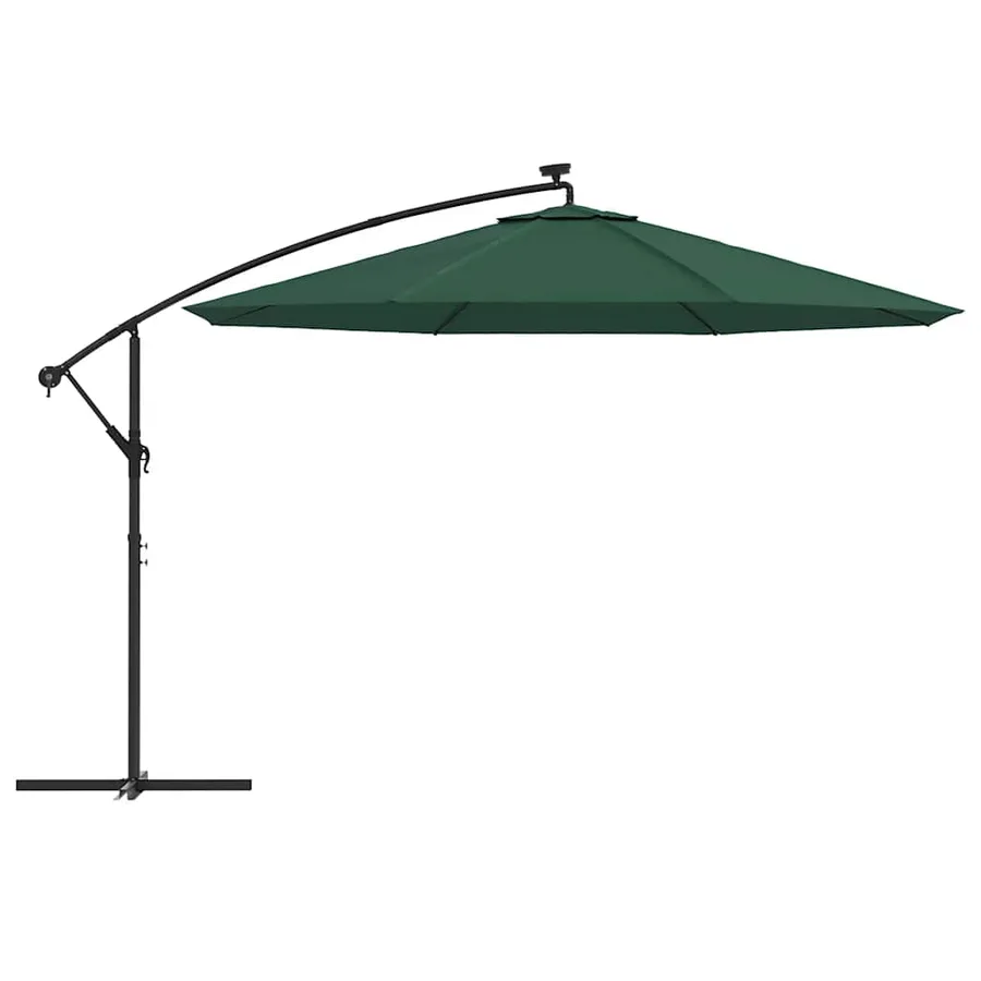 Parasol de jardin en porte-à-feux et lumières LED mât en métal - 4
