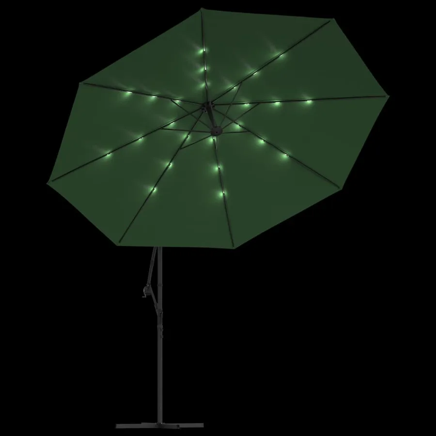 Parasol de jardin en porte-à-feux et lumières LED mât en métal - 6