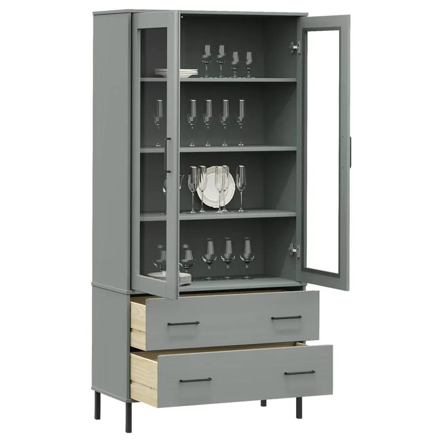 Bibliothèque avec pieds en métal Gris 85x35x172,5 cm Bois OSLO - 3