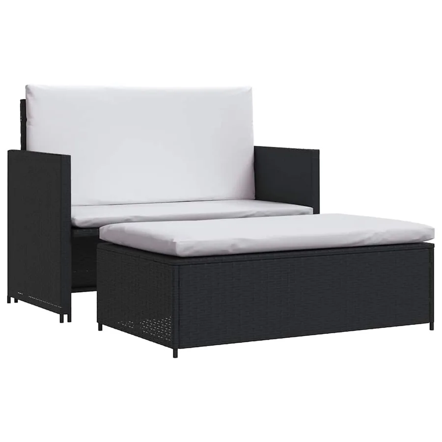 Salon de jardin 2 pcs avec coussins Résine tressée Noir - 2