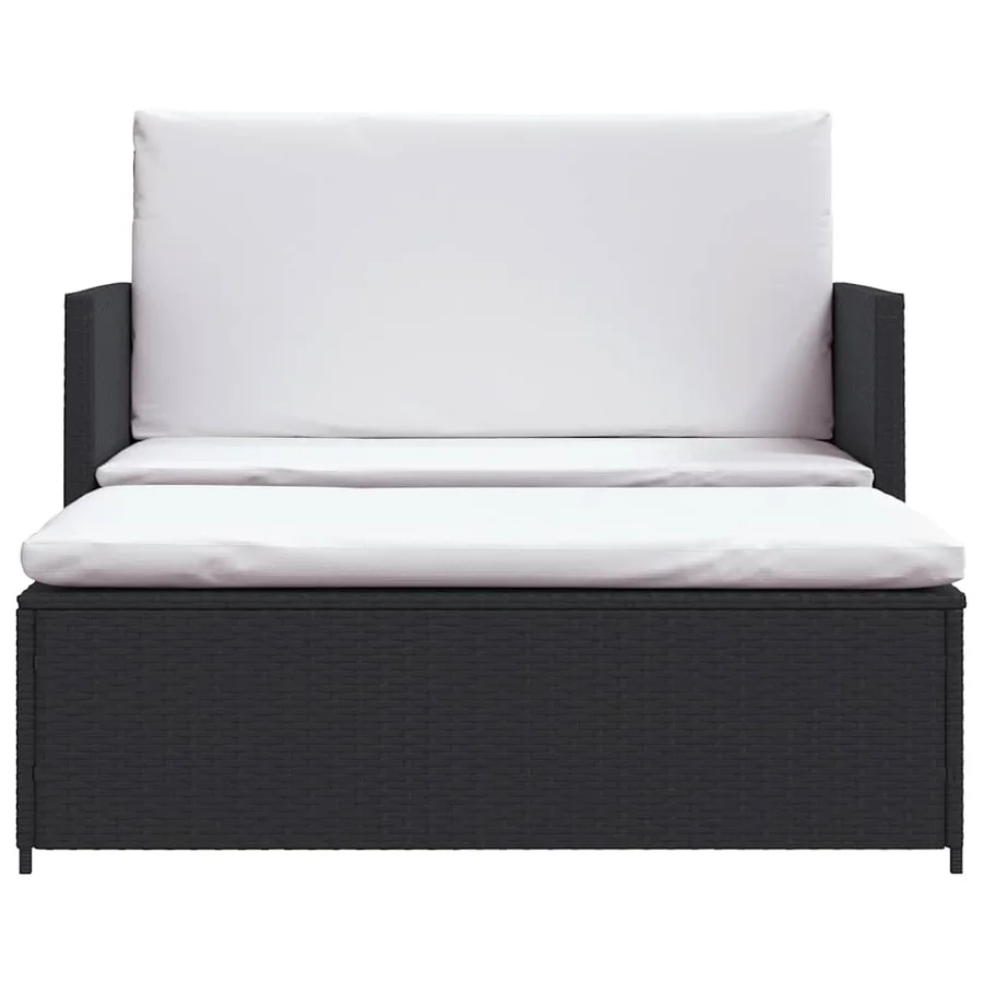 Salon de jardin 2 pcs avec coussins Résine tressée Noir - 3
