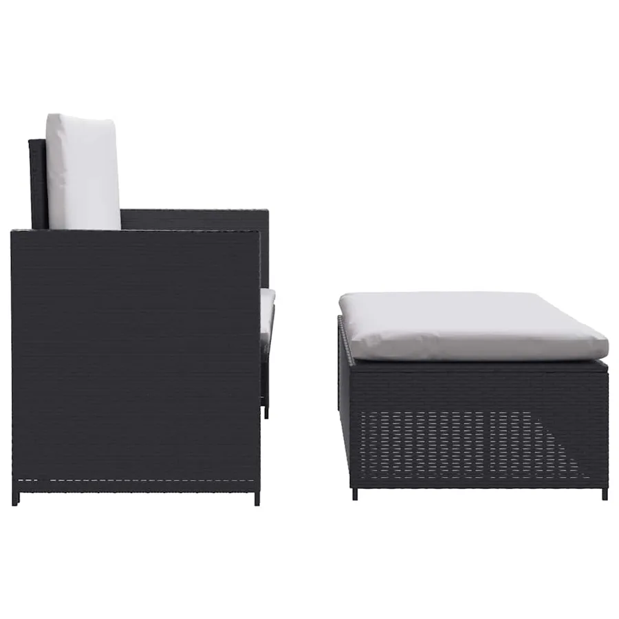 Salon de jardin 2 pcs avec coussins Résine tressée Noir - 5