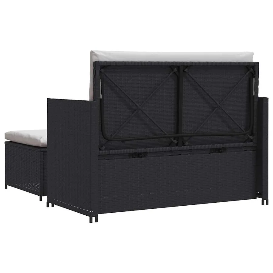Salon de jardin 2 pcs avec coussins Résine tressée Noir - 6