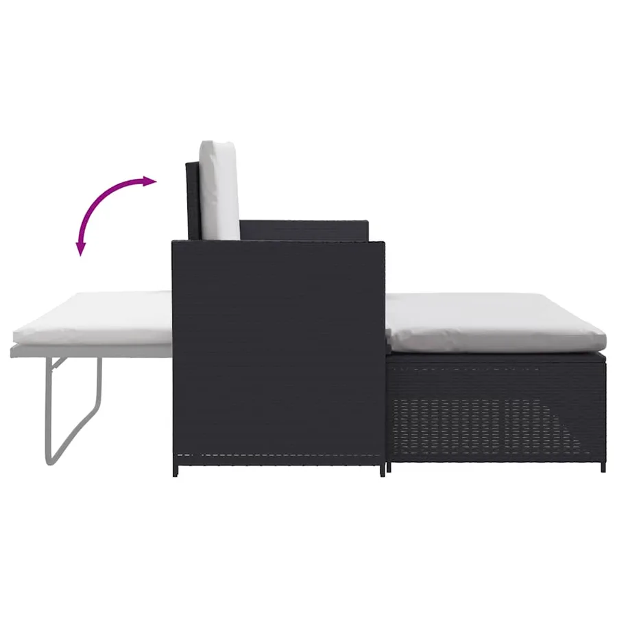 Salon de jardin 2 pcs avec coussins Résine tressée Noir - 7