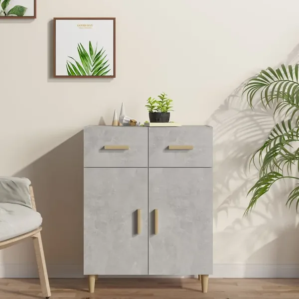 Buffet gris béton 69,5x34x89 cm bois d'ingénierie