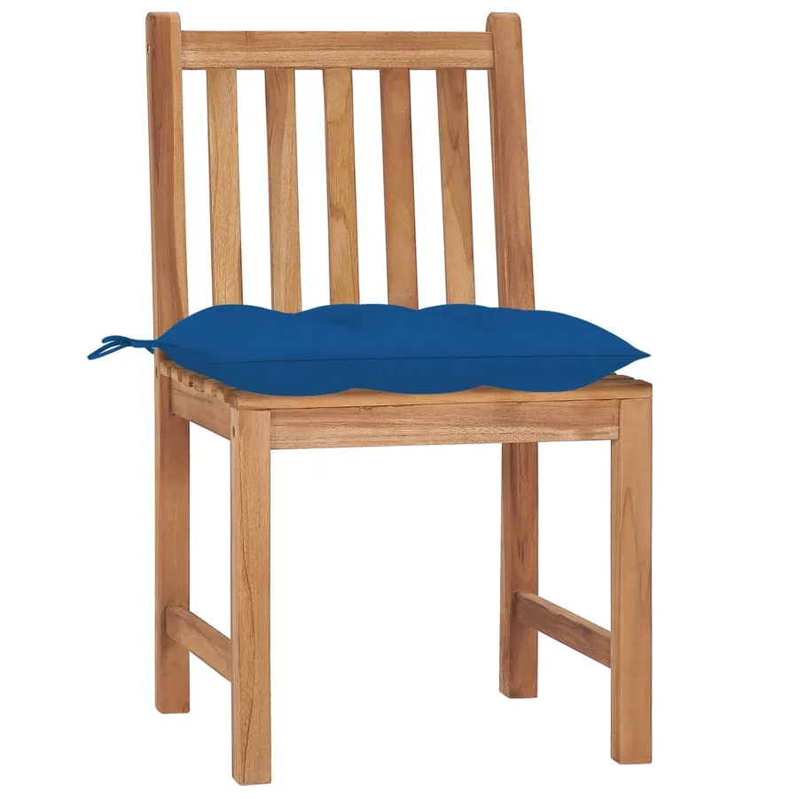 Chaises de jardin lot de 4 avec coussins Bois de teck massif - 2