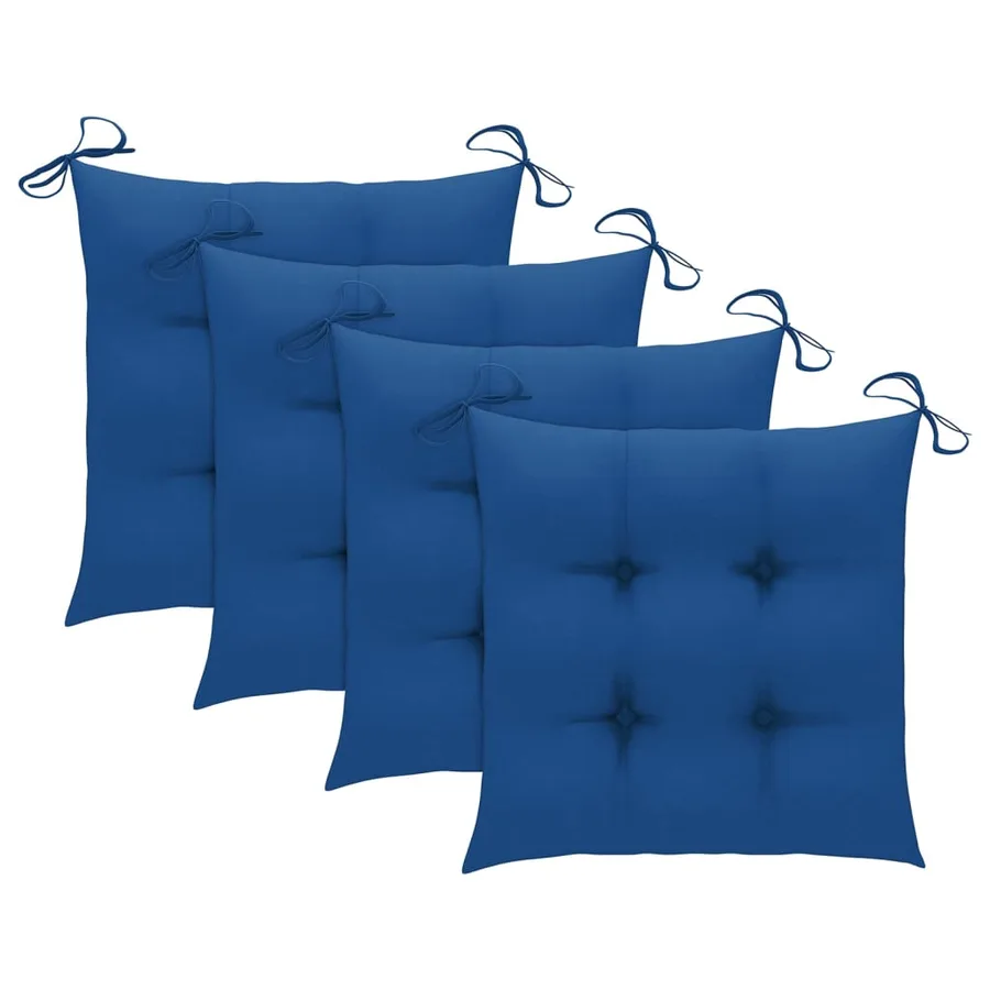 Chaises de jardin lot de 4 avec coussins Bois de teck massif - 6
