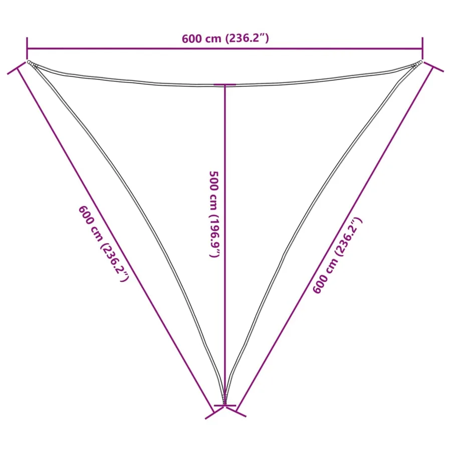 Voile de parasol tissu oxford triangulaire 6x6x6 m anthracite - 10