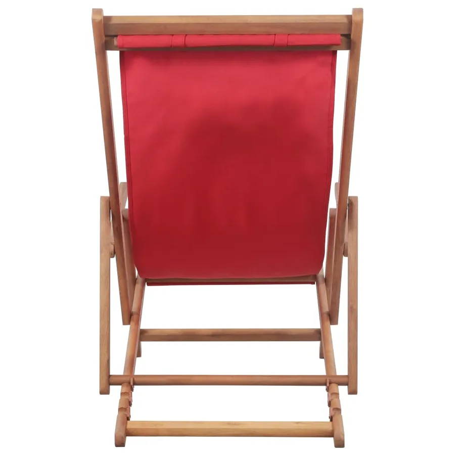 Chaise pliable de plage Tissu et cadre en bois Rouge - 4