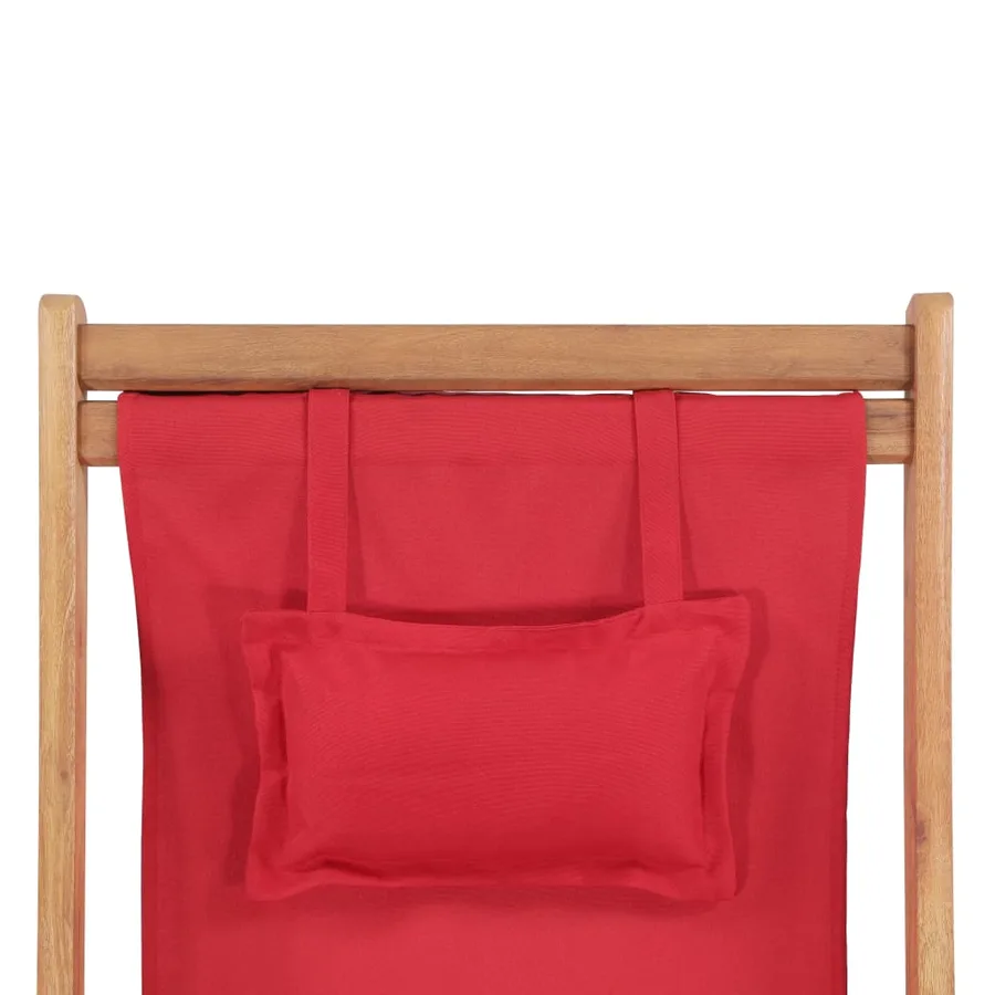 Chaise pliable de plage Tissu et cadre en bois Rouge - 7
