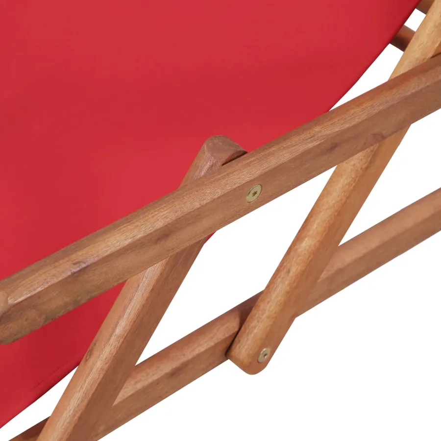 Chaise pliable de plage Tissu et cadre en bois Rouge - 8