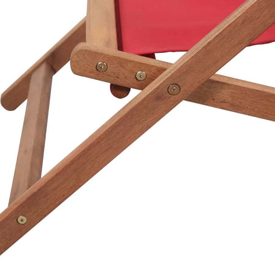 Chaise pliable de plage Tissu et cadre en bois Rouge - 9