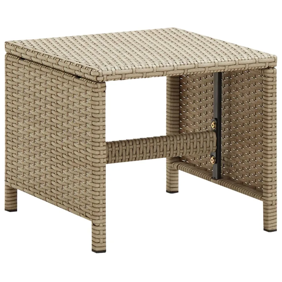 Tabourets de jardin lot de 2 avec coussins Résine tressée Beige - 3