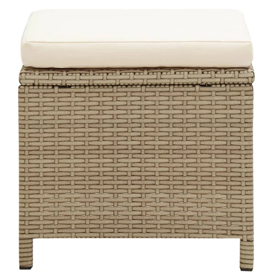 Tabourets de jardin lot de 2 avec coussins Résine tressée Beige - 4