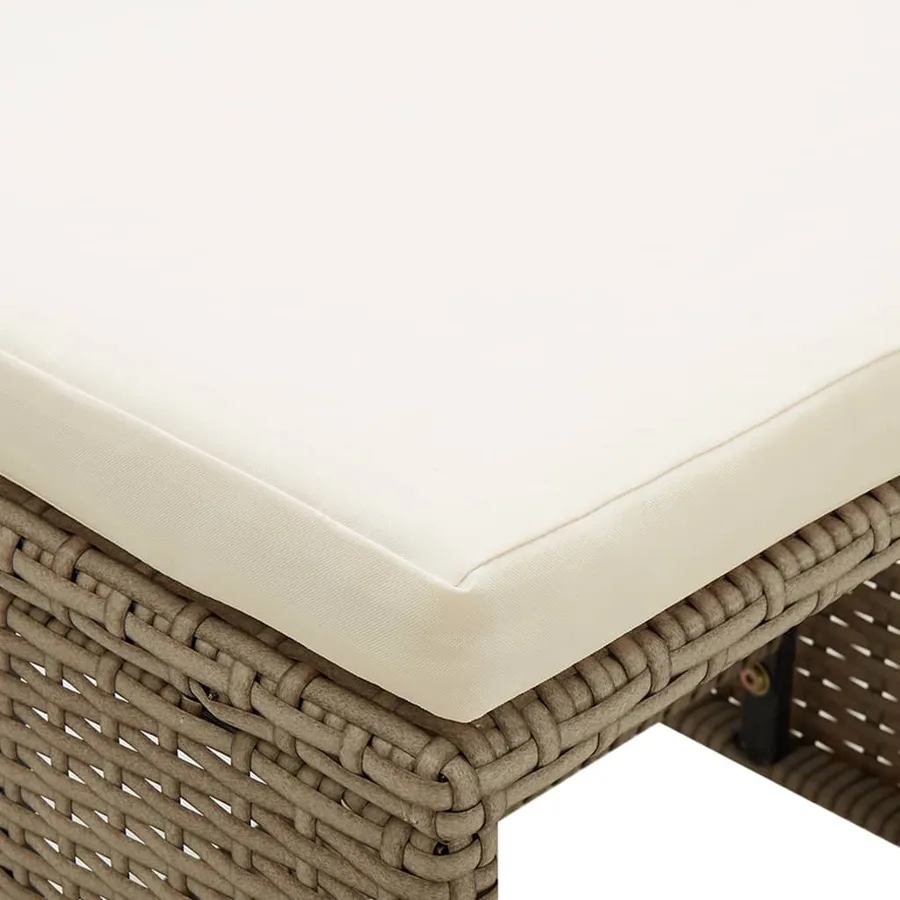 Tabourets de jardin lot de 2 avec coussins Résine tressée Beige - 7
