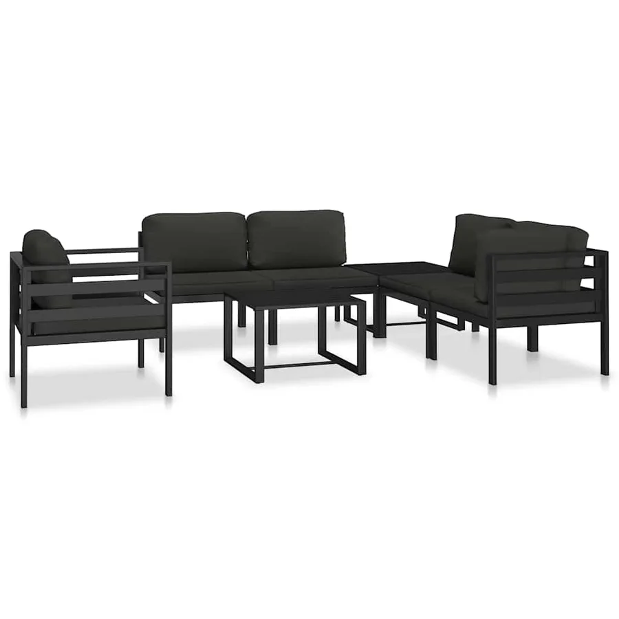 Canapé d'angle sectionnel avec coussins Aluminium Anthracite - 7