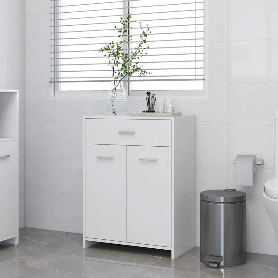 Armoire de salle de bain blanc 60x33x80 cm bois d’ingénierie