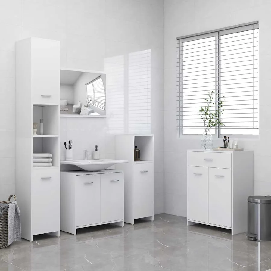 Armoire de salle de bain blanc 60x33x80 cm bois d’ingénierie - 9