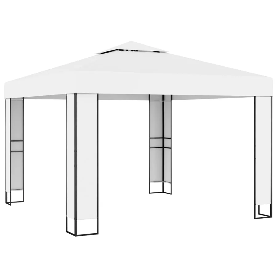 Tonnelle avec toit double 3x3 m Blanc - 2