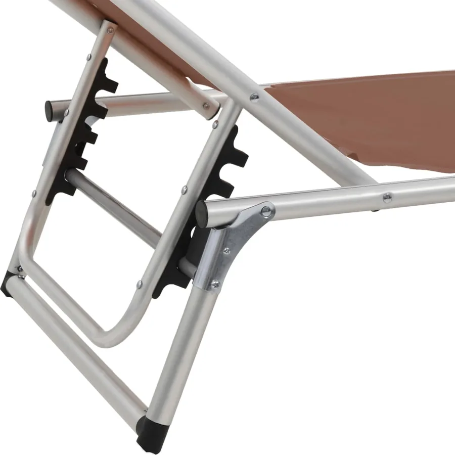 Chaise longue pliable avec auvent Aluminium et textilène Marron - 8