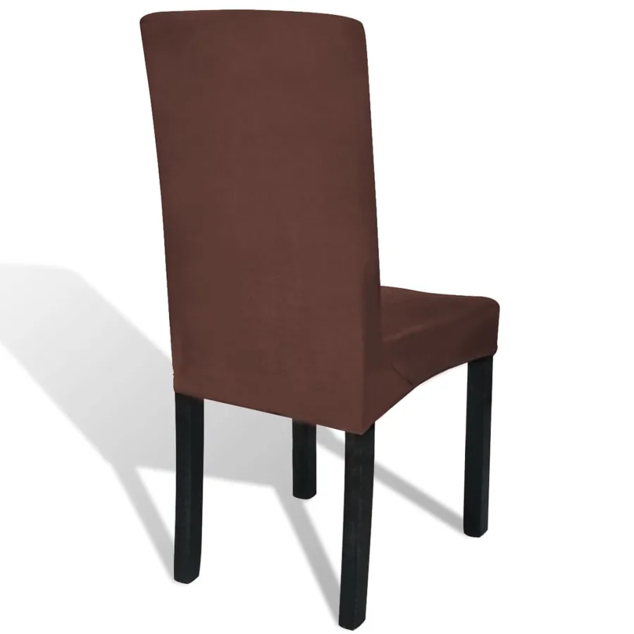 Housse de chaise droite extensible 6 pcs marron - 4