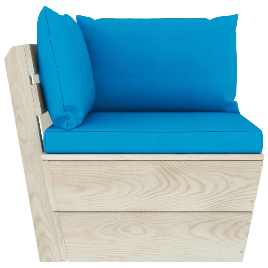 Canapé d'angle palette de jardin avec coussins Épicéa imprégné - 3