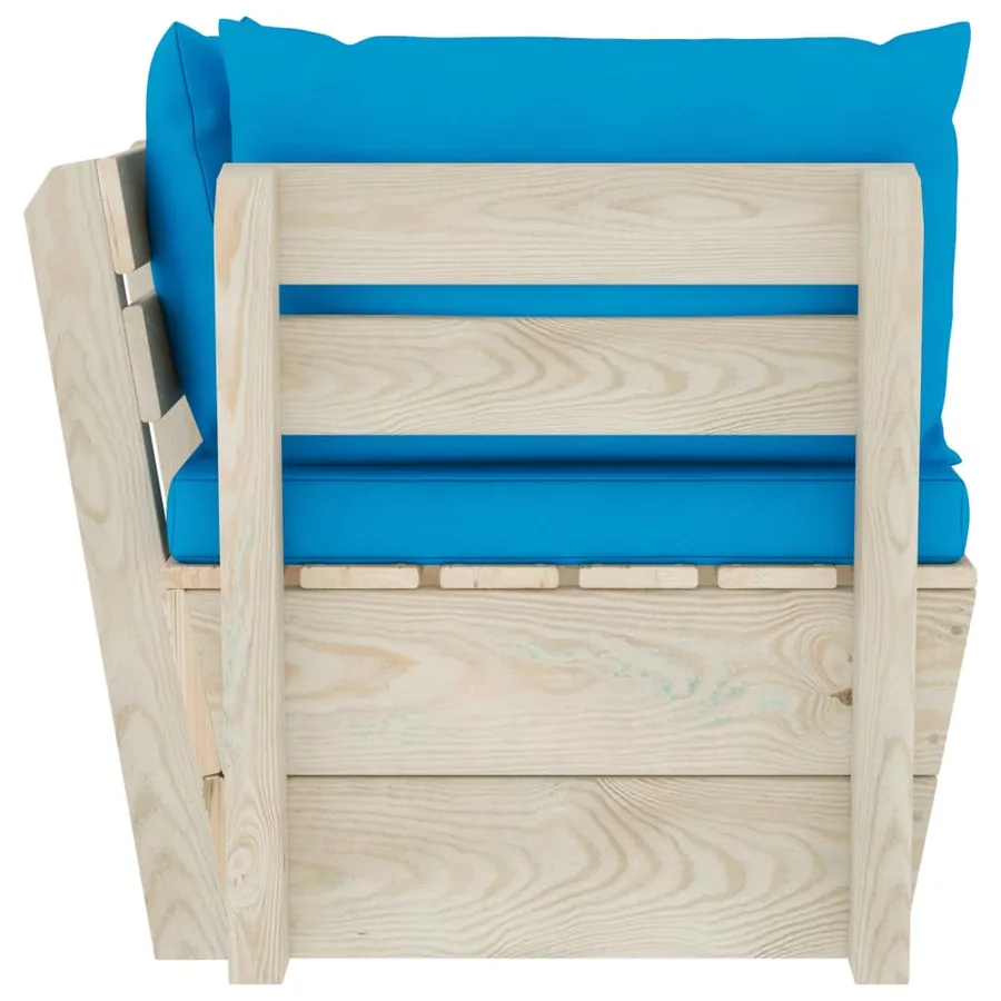 Canapé d'angle palette de jardin avec coussins Épicéa imprégné - 4
