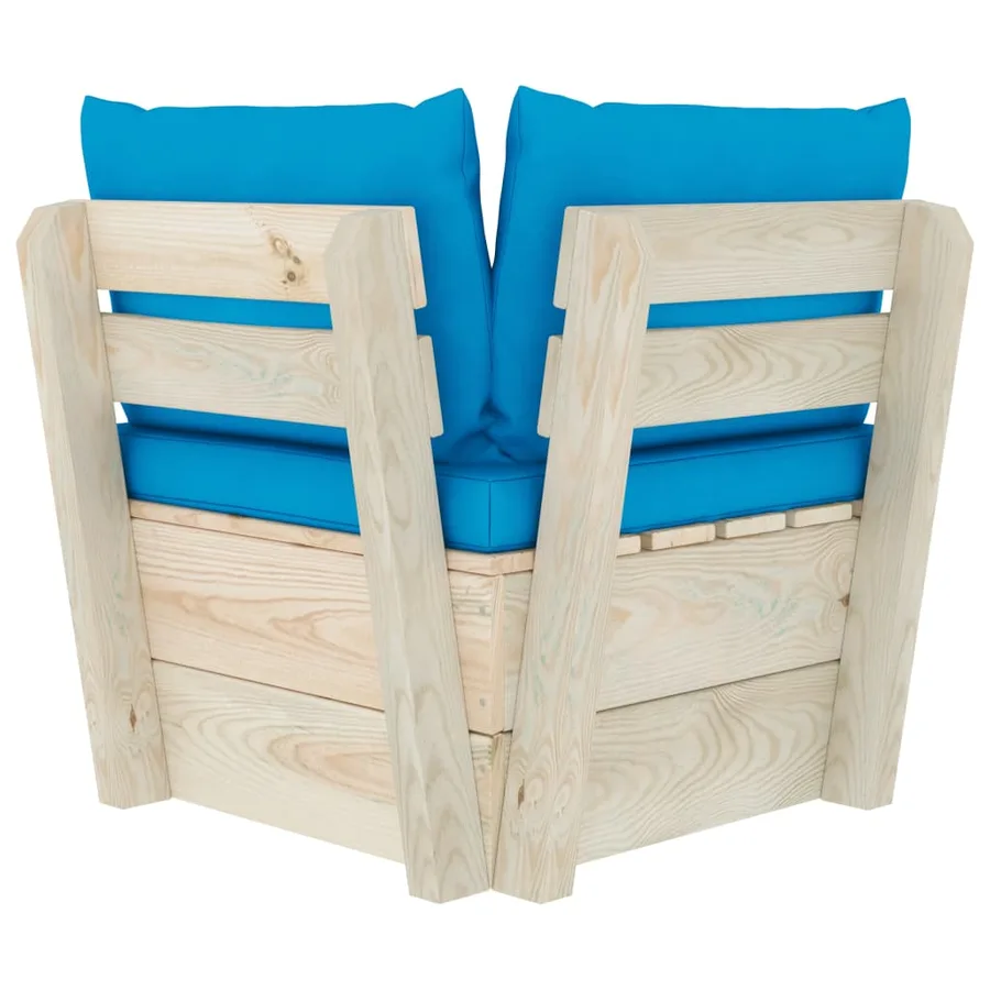Canapé d'angle palette de jardin avec coussins Épicéa imprégné - 5