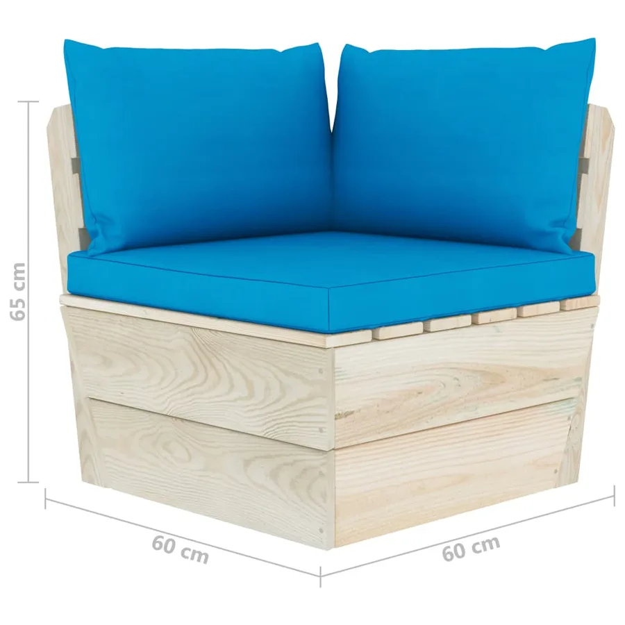 Canapé d'angle palette de jardin avec coussins Épicéa imprégné - 7