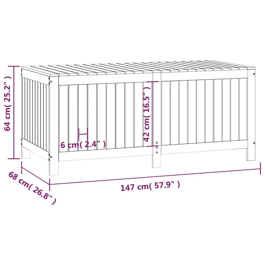 Boîte de rangement de jardin Blanc 147x68x64 cm Bois de pin - 10