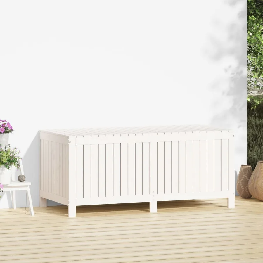 Boîte de rangement de jardin Blanc 147x68x64 cm Bois de pin - 3