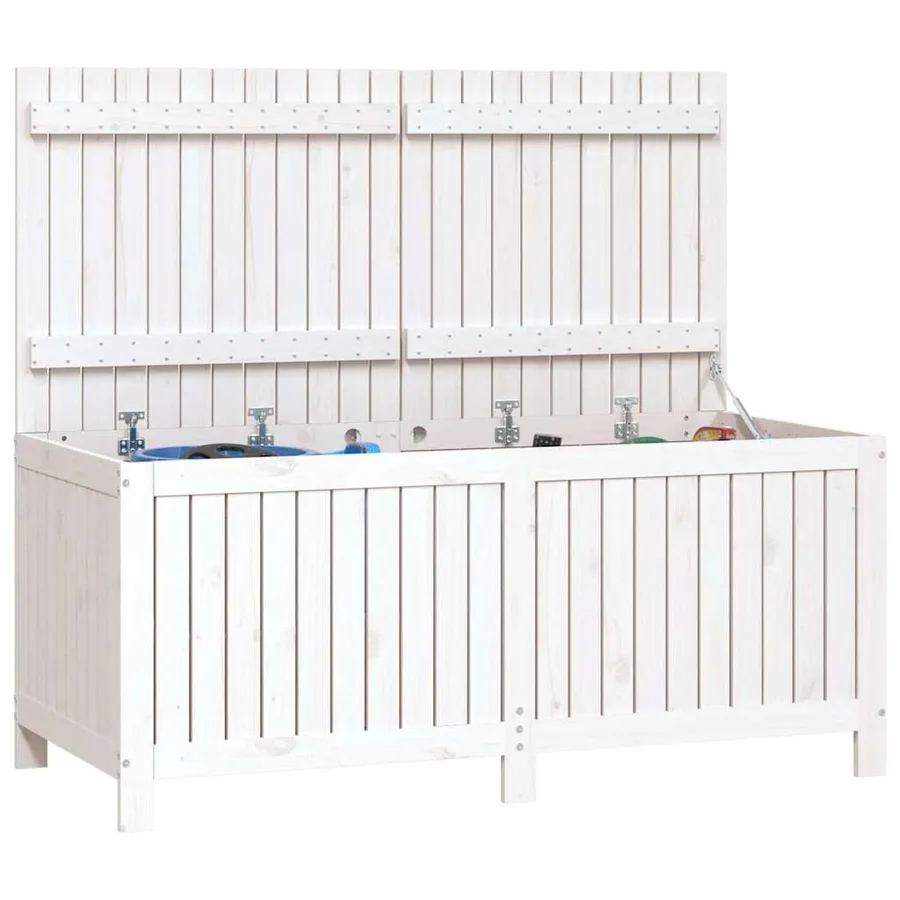 Boîte de rangement de jardin Blanc 147x68x64 cm Bois de pin - 4