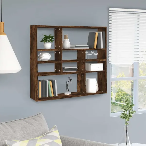 Étagère murale Chêne fumé 90x16x78 cm Bois d'ingénierie