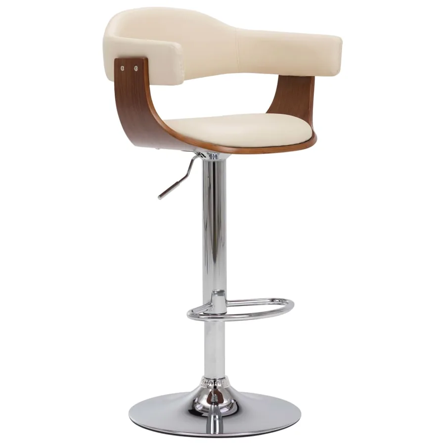 Tabourets de bar lot de 2 crème bois courbé et similicuir - 2