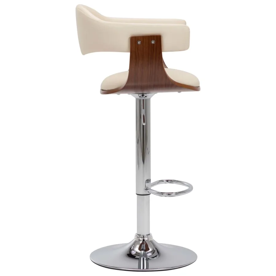 Tabourets de bar lot de 2 crème bois courbé et similicuir - 5