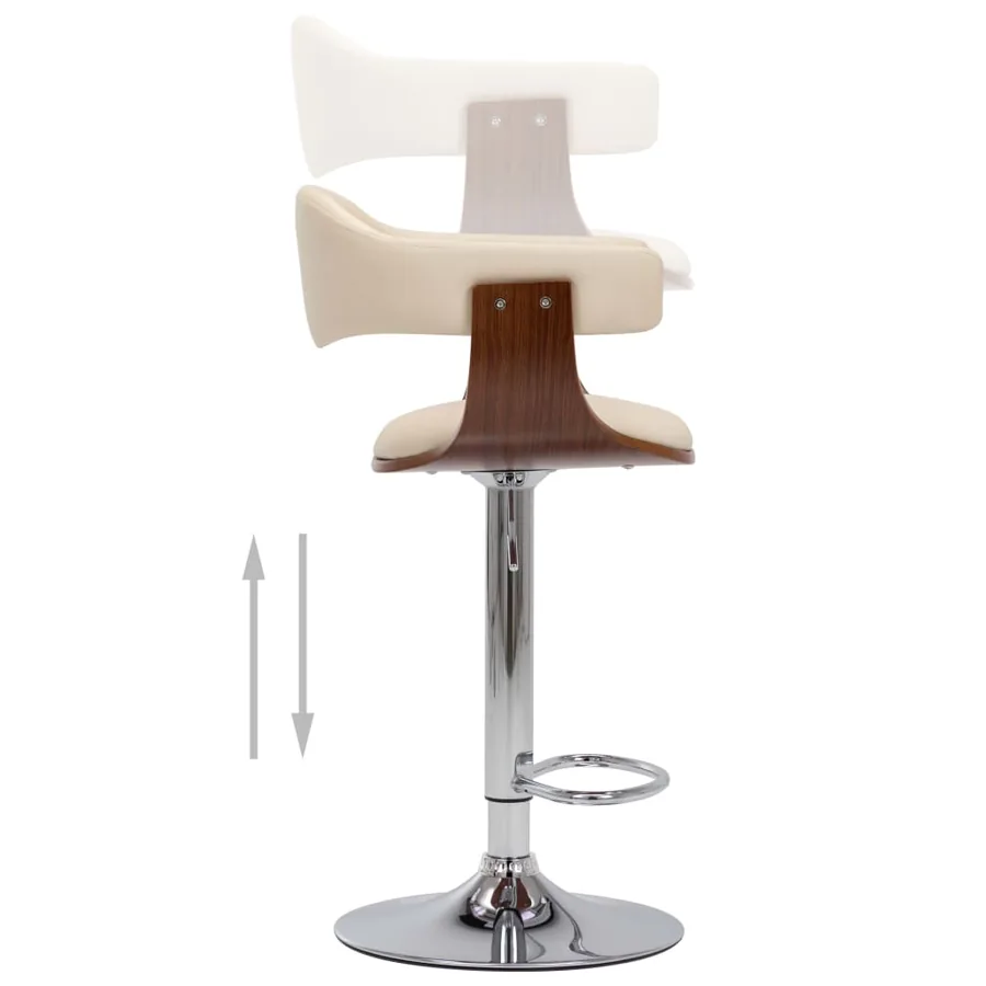 Tabourets de bar lot de 2 crème bois courbé et similicuir - 8